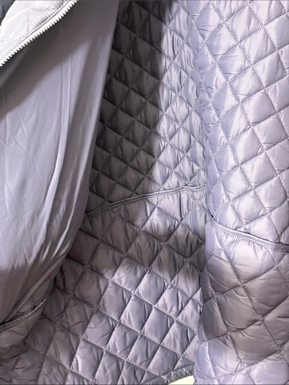 Athleta Quilted Charcoal Gray Packable Puffer Jacket